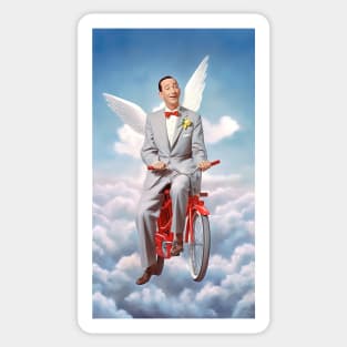 Pee Wee Herman in heaven with bike, art Sticker